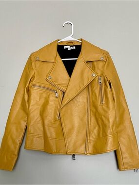 Elizabeth and James Mustard Yellow Leather Moto Jacket